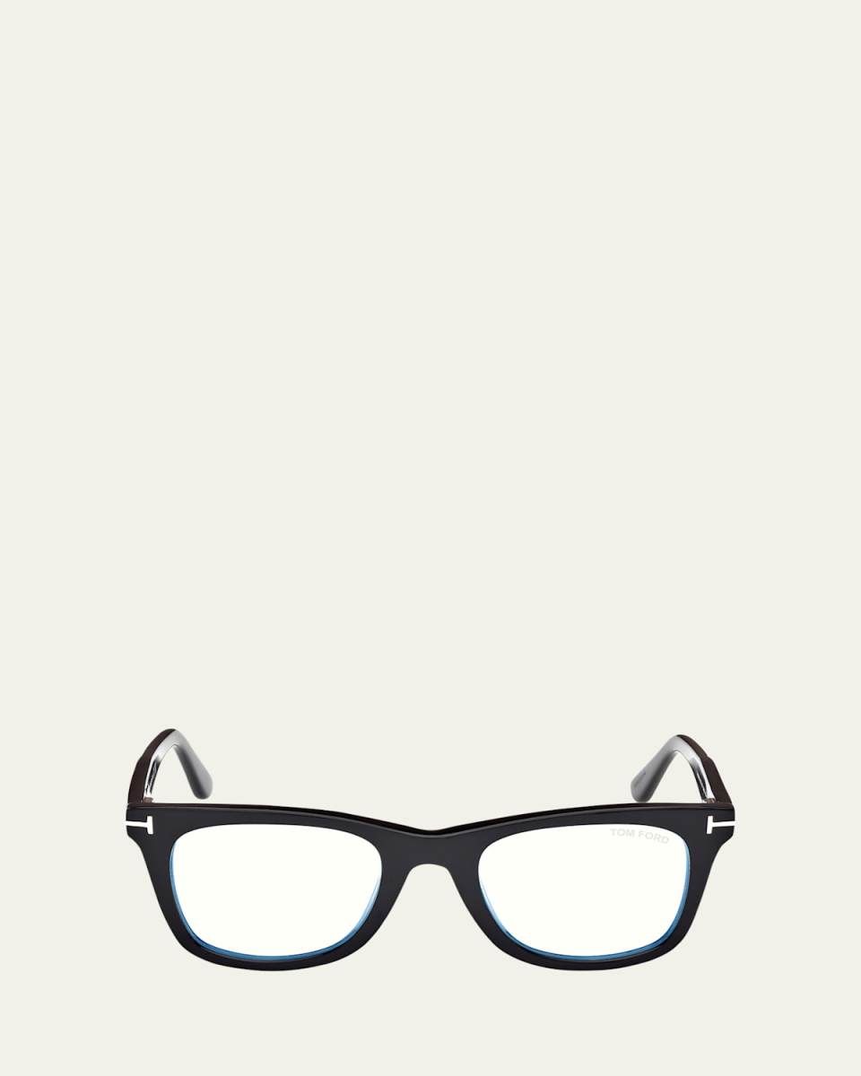 Blue Blocking Acetate Square Glasses With Clip-On Sun Lenses